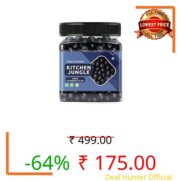 Kitchen Jungle Fresh Dried Blueberry 250 GM | Sweet and Delicious | Healthy Snack, Rich in Calcium, Vitamin K, Boost Immunity