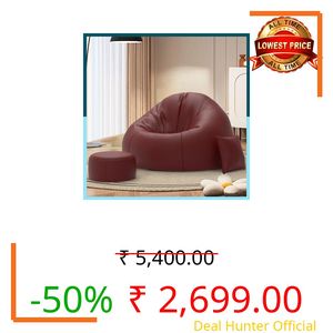 Biggie Bean Bag with Beans Filled 6XL Bean Bag Sofa with Free Cushion & Footrest - Official : SnuggleSofa Combo (Matching Color : Regular, Maroon)
