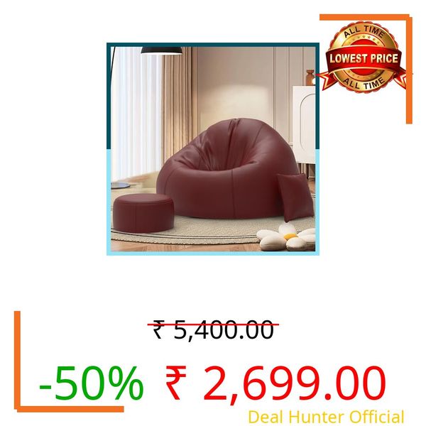 Biggie Bean Bag with Beans Filled 6XL Bean Bag Sofa with Free Cushion & Footrest - Official : SnuggleSofa Combo (Matching Color : Regular, Maroon)