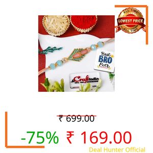 eCraftIndia Designer Fancy Rakhi for Brother With Gift Combo Set Hamper | Single Raksha Bandhan Rakhi for Bhai Bhaiya Kids Boy | Best Bro Ever Fridge Magnet | Roli Chawal Pack