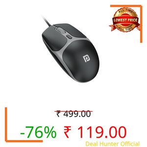 Portronics Toad 103 Wired Optical Mouse with 2400 DPI, Plug & Play, Ambidextrous, Hi-Optical Tracking, 1.5M Cable Length, 30 Lakhs Click Life, Ergonomic Mouse for Comfortable All-Day Grip (Black)