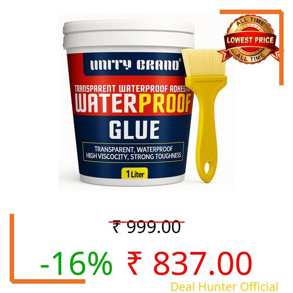 UB UNITY BRAND Crack Seal Glue1 liter with Brush Transparent Waterproof Resin Epoxy for Roof Leakage Crack Seal Agent Roof Water Leakage Solution Water Proof Glue for Waterproofing (1 LITER)