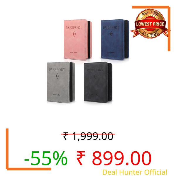 4 PCS Passport Holder Cover Combo Leather Passport Holder Combo with Vaccine Card Slot Passport Cover Passport Case Cover Protector PU Travel Documents Organizer for Women and Men Passport Wallet