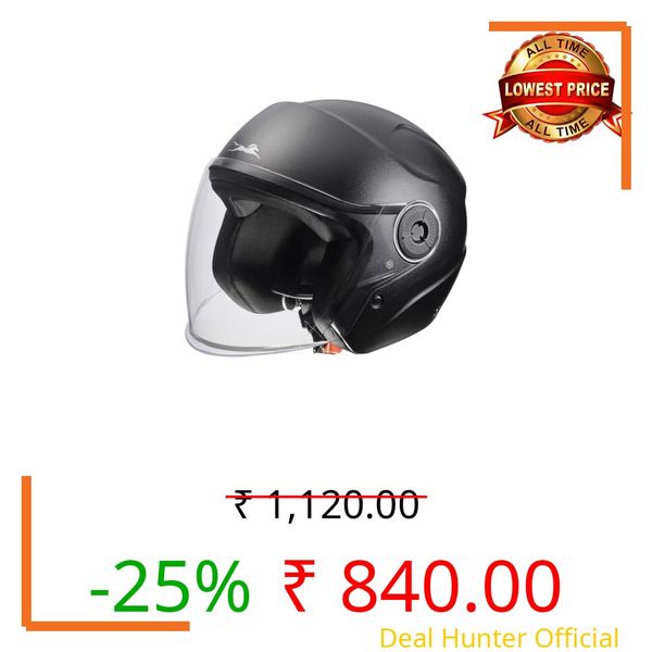 TVS ACE ISI Certified Open face Unisex Helmet with Full Coverage Visor Available in 8 Colors | Lightweight Comfort-Fit Microfiber Liner Equipped with Quick Release Chin Strap