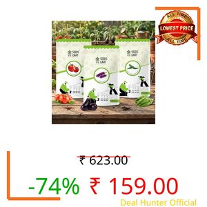 Seeds Cart Tomato (Tamatar), Okra/Bhindi (Lady Finger), and Brinjal (Baingan) Seeds for Planting | Approx. 700 Seeds | Non-Hybrid, Open Pollinated, Non-GMO | Vegetable Seeds for Home Garden, Terrace