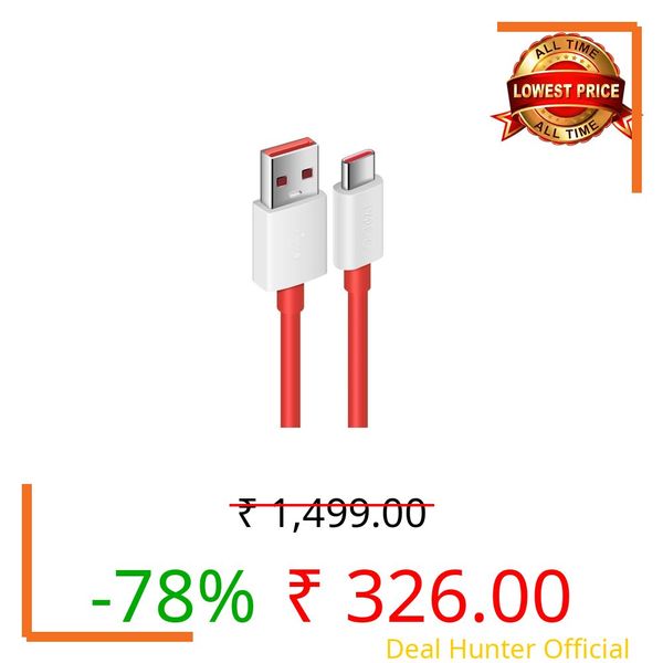 supervooc cable for vivo T1 Pro 5G Charging Original Like usb 120w Quick, Dash, Warp, Dart, Flash, Super Vooc C to USB-A Data Sync tangle free (YR-RED)