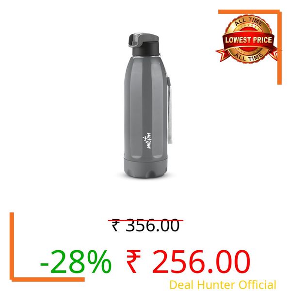 Milton Steel Meridian Thermoware Bottle with Spout Mouth Flip Top Lid, 520 ml Water Bottle, PU Insulated, Grey