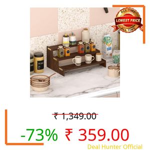BLUEWUD Dolvin Ladder Style Engineering Wood Spice Masala Rack Shelf Stand Organizer/Spice Bottle Display Rack & Cup Stand for Home & Kitchen, DIY (Do it Yourself), (Brown Maple, 36 X 24 X 15 Cm)