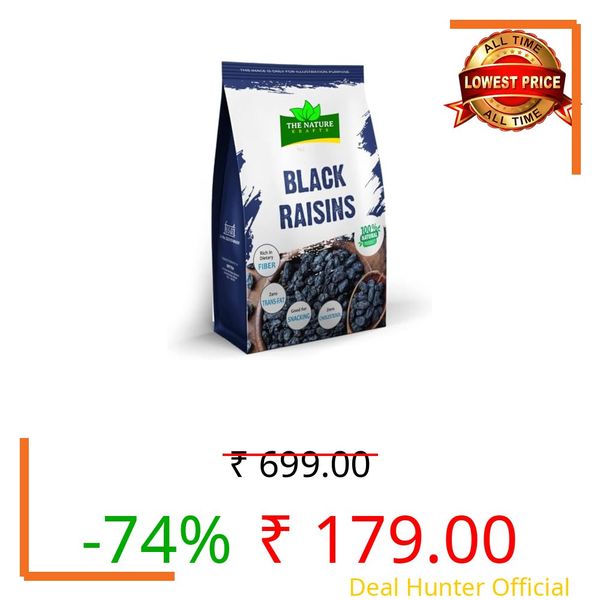 The Nature Krafts Seedless Black Raisins 500gm | Dry Grapes Kali Kishmish Dry Fruits (500gm)