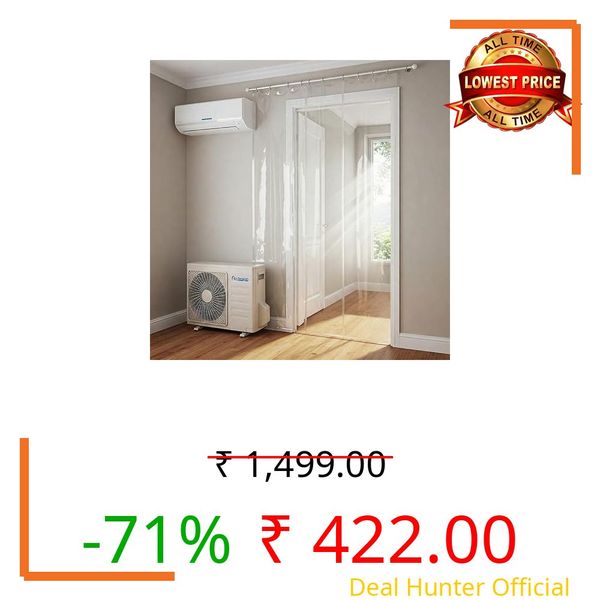 BMRGIFTS PVC AC Curtain – Solid Transparent Plastic Door Curtain for Air Conditioner – Water Proof & Dust Proof (4.5 ft x 7 ft) Thickness 0.15 mm Pack of 2