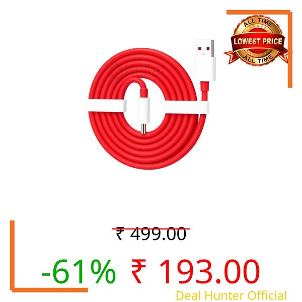 KALIAT 65W Dash Warp Fast Charging Cable USB-A to Type-C for OnePlus 15/15R/13/13R/12/12R/11/11R/10T/10 Pro/Nord Series – Data Sync Charging Wire (Red)