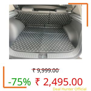 CAPDELL 7D Premium Car Boot/Trunk Mat Compatible with Kia Sonet||Luxury Leatherite Boot Mat||Set of 3pcs||Waterproof and Washable||Colour:-Black with Golden