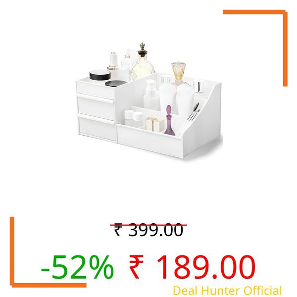 COOFANDY Makeup Organizer, Skin Care Organizers and Storage Box with Drawers for Vanity, Bathroom Countertop Holder for Lipstick Skincare Perfume Brush, Dresser Desk Top Cosmetics Display Case (White)