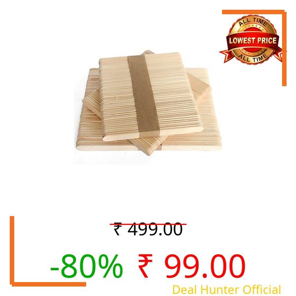 Wooden Ice Cream Sticks (100 Pieces) – Natural Craft Sticks for Kulfi, DIY Projects, Arts & Crafts – Smooth & Food-Safe Popsicle Sticks – 114mm x 10mm (100)