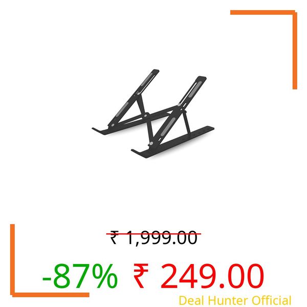 Geonix Trek T3 Aluminium Ergonomic Laptop Stand | 7 Angles Adjustable Tabletop | Anti Slip Rubber Pads | Foldable | Compatible with Laptops Upto 17 inch (Black)