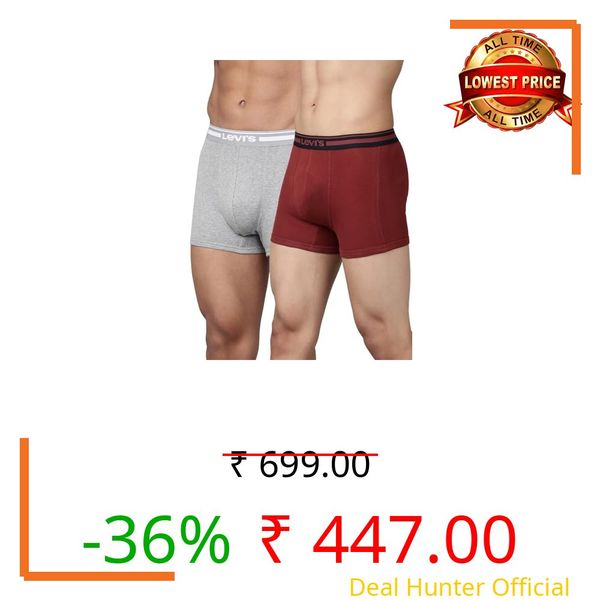 Levi's Men Pack of 2 Solid Cotton Rib Ultrasoft Waistband with Shorter Length Trunk