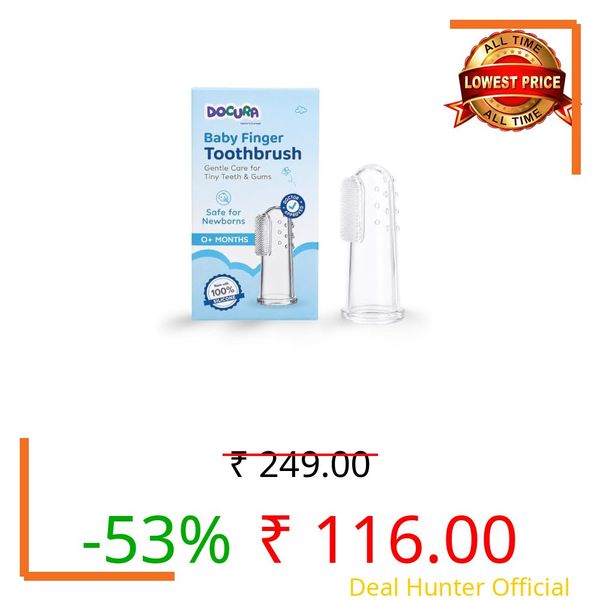 Docura Silicone Finger Toothbrush for Babies 0-2 years – Ultra Soft, BPA-Free, Travel-Friendly, Gentle Gum Massager & Oral Care for Newborns & Kids