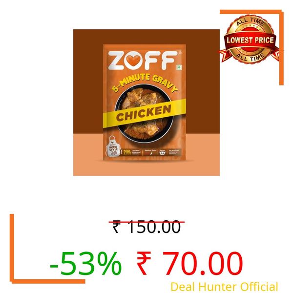 ZOFF 5 Minute - Ready to Eat Chicken Gravy Mix - Quick & Easy Indian Curry for Travel & Home - Authentic Homestyle Flavor - Perfect with Rice, Roti, or Bread – 90g