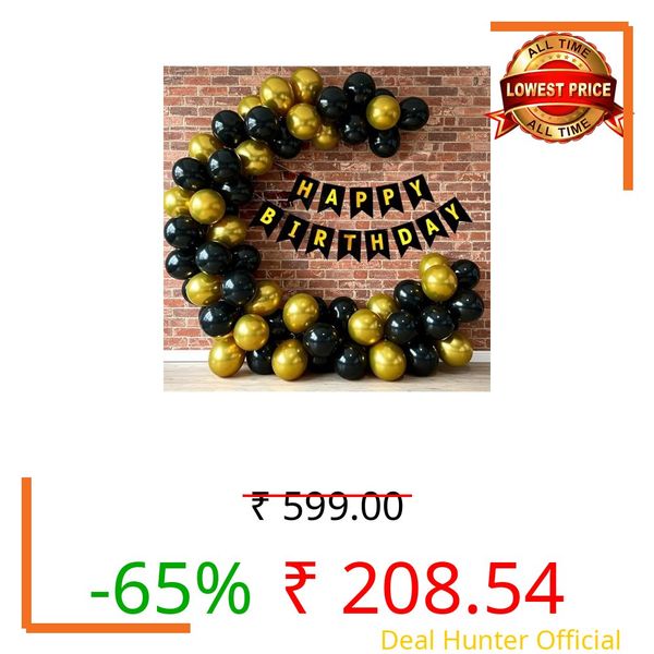 Party Boomers Gold Black 53 Pcs Birthday Celebration Kit