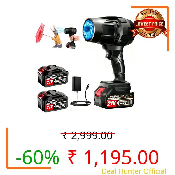 Leaf Blower Cordless with 2 x 4.0Ah Battery and Charger, 600,000 RPM Turbo Air Jet Blower, Lightweight Handheld Blower with Adjustable Speed for Patio Cleaning, Lawn Care, Car, Blowing Leaves and Dust