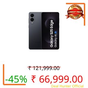 Samsung Galaxy S25 Edge 5G AI Smartphone (Titanium JetBlack, 12GB RAM, 512GB Storage) | Precision Built with Titanium | Ultra-Sleek and Premium with a 200 MP Camera | Snapdragon 8 Elite for Galaxy