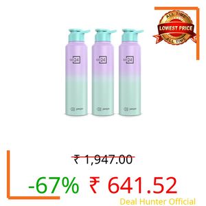 Go24 pexpo Stainless Steel Water Bottle 1 ltr (Pack of 3), Fridge Bottle