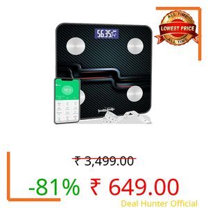 Healthgenie Advanced BMI Weight Scale,Body Fat Analyzer With Smart Circut For Longer Battery, Sync With App, 18 Body Metrics Weighing Machine (Lifeloop)1 YR Warranty,Free Assorted MeasuringTape