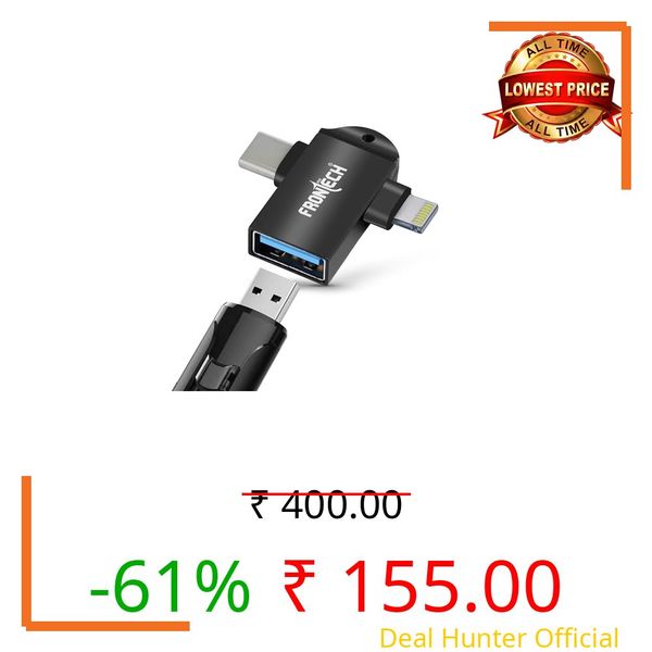 FRONTECH 2 in 1 Lightning OTG, Type C - USB OTG Converter, USB 3.0, Backwards Compatible, Speeds Upto 5Gbps, Perfect for iPhone, iPad, Android, laptops etc