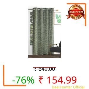 Exporthub 1 Piece Heavy Quality Polyester Texture Design Green Color Eyelet Window Curtains - Window - 6 feet Long (EHSPR905_64_1)