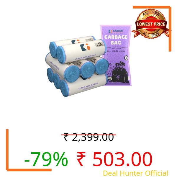 Kuber Industries 120 Bags (8 Rolls) Blue Garbage Bags 24x32 Inches | Garbage Covers for Home, Office and Restaurants | Odour Free Trash Bags | Wet and Dry Dust Bin Covers for Daily Waste
