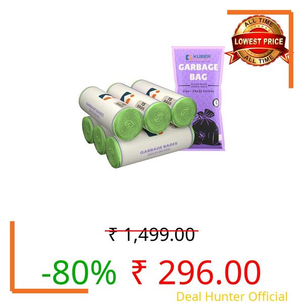Kuber Industries 90 Bags (6 Rolls) Green Garbage Bags 24x32 Inches | Garbage Covers for Home, Office and Restaurants | Odour Free Trash Bags | Wet and Dry Dust Bin Covers for Daily Waste
