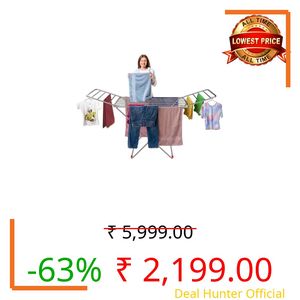 LiMETRO STEEL Jumbo Stand Large Size Stainless Steel Premium Clothes Drying Stand for Home, Balcony & Outdoor Use (Made in India)