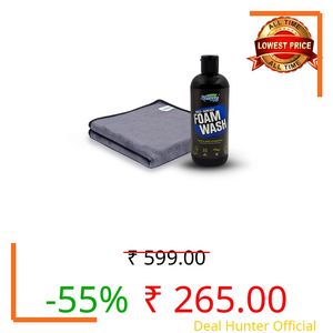 SOFTSPUN Microfiber 40X40cm 500 GSM 1Pc Grey + 300mL Car & Bike Premium Liquid Shampoo Combo | Extra Suds, Removes Tough Dirt & Grime | pH Neutral | Works with Bucket & Foam Cannon