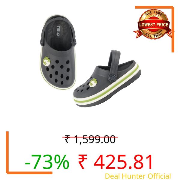 URJO BEACH Kid's Clogs/Sandals With Adjustable Back Strap Made with Levirex for Extra Comfort and 40% Less Pressure Anti Skid Comfortable Waterproof Daily Mules Clogs/Sandals for Boy's & Girl's (Urjo by Neoz)