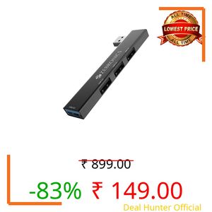 ZEBRONICS 210HB, 4 in 1 USB Hub, USB 3.0, 4 USB Ports, Speeds Upto 5 Gbps, Metal Body, for Mac | Laptops
