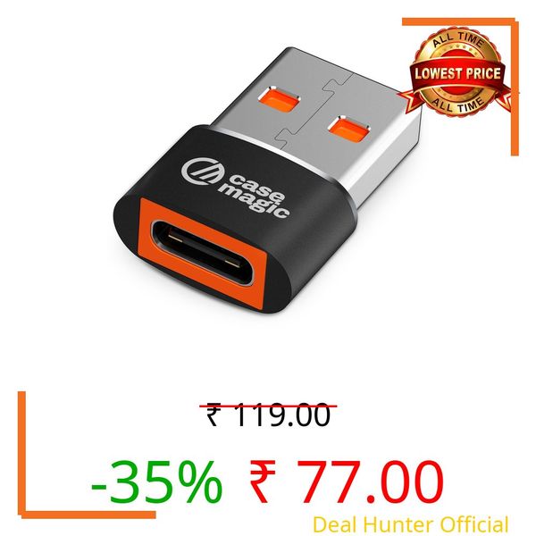 case-magic USB 3.0 Type C Female to USB Male OTG Adapter | 5Gbps Data Transfer | Aluminum Alloy | Fast Charging Converter for Smartphone, Laptop, Tablet, Charger | Compact & Durable