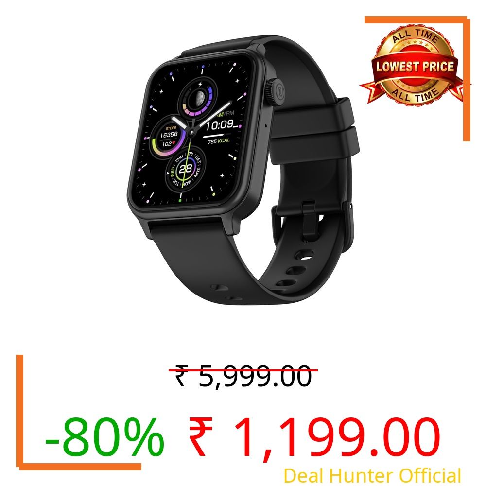Noise Pulse Hyper Smart Watch with 21 Days Battery, 1.85" Display, AI Watch Faces, 100+ Sports Modes, Health Suite, SpO2 & Heart Rate Monitor, 1ATM Water Resistant(Jet Black)