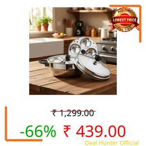 Next Future Idli Steamer, 2 Plate, 8 Idlis, Stainless Steel Idli Maker/ Cooker, Induction and Gas Stove Compatible, MK-8I, Silver