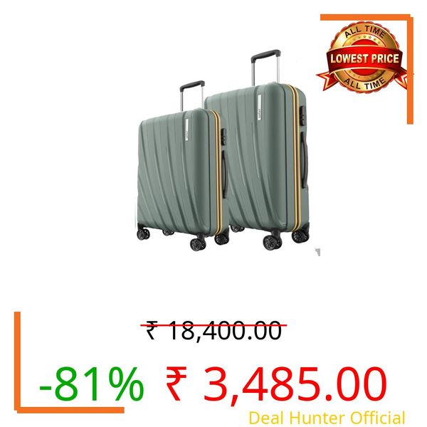 Safari Cairo 8 Wheels, 5 Years Warranty (Cabin & Check-in) Polyproplyene Trolley Spinner Luggage Set of 2, 55Cm, 66Cm Small, Medium (SAGE Green)