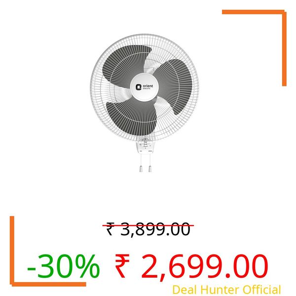 Orient Electric Wall 97 | High Speed Wall Fan for Home | 100% Copper Motor | 90 Degree Oscillation with Tilt Mechanism | 3 Speed Pull Cord | Thermal Overload Protection | Military Grade Guard | Grey