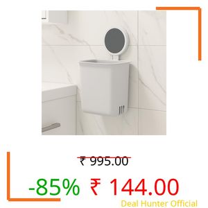 Brush Holder for Bathroom Wall | Compact Self Adhesive Toothbrush Stand | No Drill Washbasin Organizer for Paste Shaving Gear | Plastic White Pack of 1