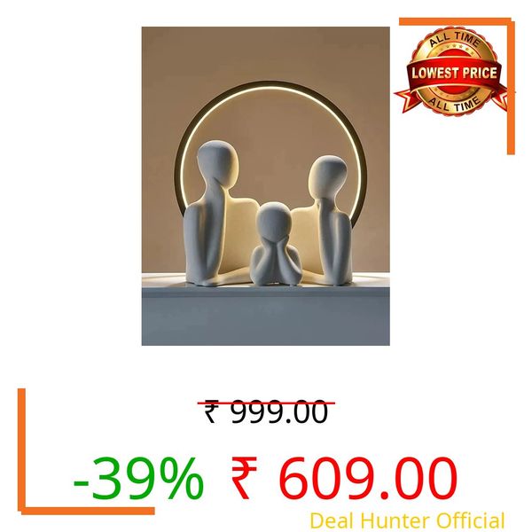 Homeatomy™ | Couple Family Statue | Ceramic Thinker Sculpture | Home Decor Items for Living Room Show Piece | Table Artifact (White | Set of 3)