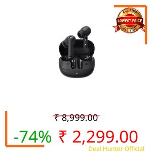 QCY HT05 Pro Hybrid ANC Wireless Earbuds | Globally Leading Brand | Sleek Leather-Finish Design | 6-mic, 45dB Hybrid ANC | 9 EQs, Smart App, 25H Playtime, IPX4 (Dark Grey)