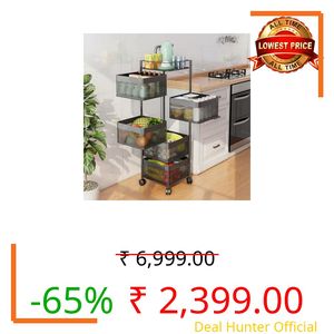 flymore Metal Kitchen Trolley Square Onion Baskets for Storage,Kitchen Accessories Items&Vegetable Basket for Kitchen Organizer Items(Black,Layer-5)