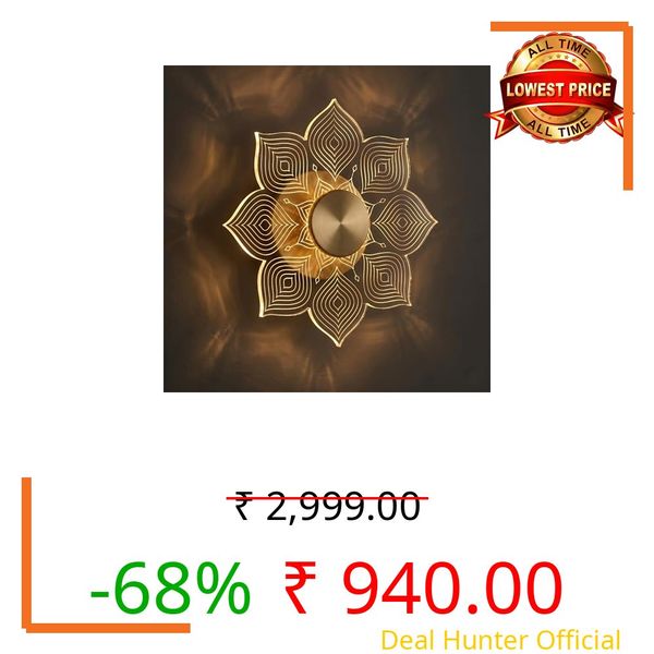 LUMENZA LIGHTS Luxury Flower Wall Light Design 3-in-1 LED Wall Lamp Fancy Lights for Living Room, Bedroom Wall Decor, Home Decoration Items & Hallway (Golden Finish, Pack of 1)