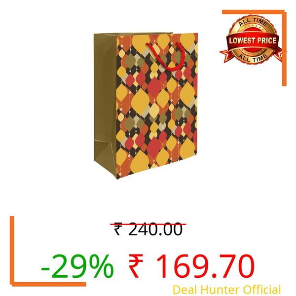 PaperPep Multicolor Decorative Print Gift Paper Bags | Medium (13"X10"X4.5" inches) | Attached gift tags, Ideal for Return Gifts, Weddings, Birthday & Celebrations | Pack of 3