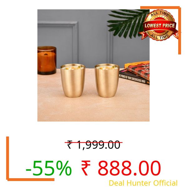 THE HEALING STORE Bronze Kansa Glass, 200 ml Capacity, Gold, Medium Size (Glass 6)