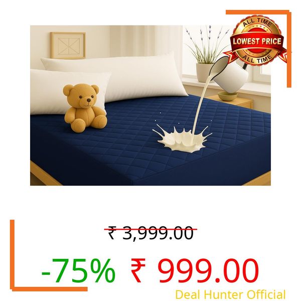 Napnest 100% Cotton Quilted Waterproof Mattress Protector 250 GSM | Breathable Hypoallergenic & Noiseless | Deep Pocket Fitted Cover for Beds up to 10 Inches | Navy Blue, Queen (72 * 60)