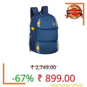 Safari 36 Litre spacious/large laptop backpack with Raincover,college bag, travel bag for men and women, (Twin Deluxe Navy Blue)