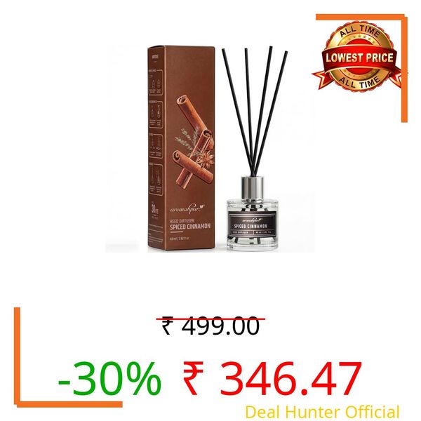 Aromahpure Premium Reed Diffuser Set - Cinnamon | 60 ML with 4 Fiber Reed Sticks Long Lasting Upto 35 Days | Room Freshener for Bedroom, Washroom, Office | Toxin Free, Aromatherapy, Stress Relief